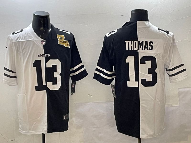 Men New Orleans Saints 13 Thomas White Black Fashion 2025 Nike Limited NFL Jersey style 3